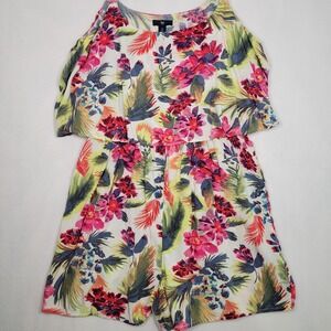 Gap Romper Womens L Rayon Tropical Floral‎ Adjustable Tiered